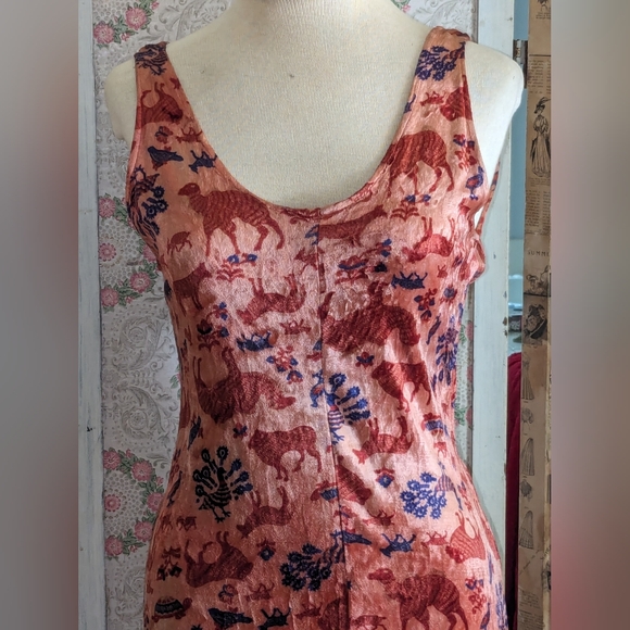 SOLD 1970s Maxi Dress Novelty Print Boho Velvet Animals OOAK Mercer Arts Center - Picture 2 of 12